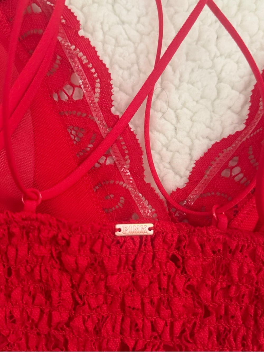 NWT Victoria's Secret PINK Red Lace Bralette - Picture 3 of 4